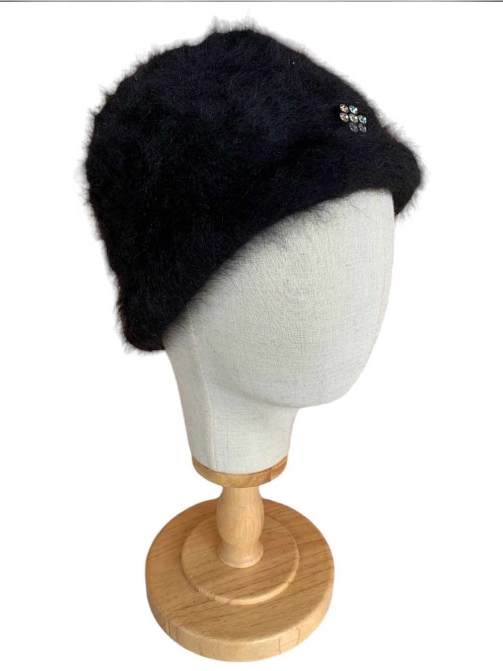 Mohair rhinestone beanie